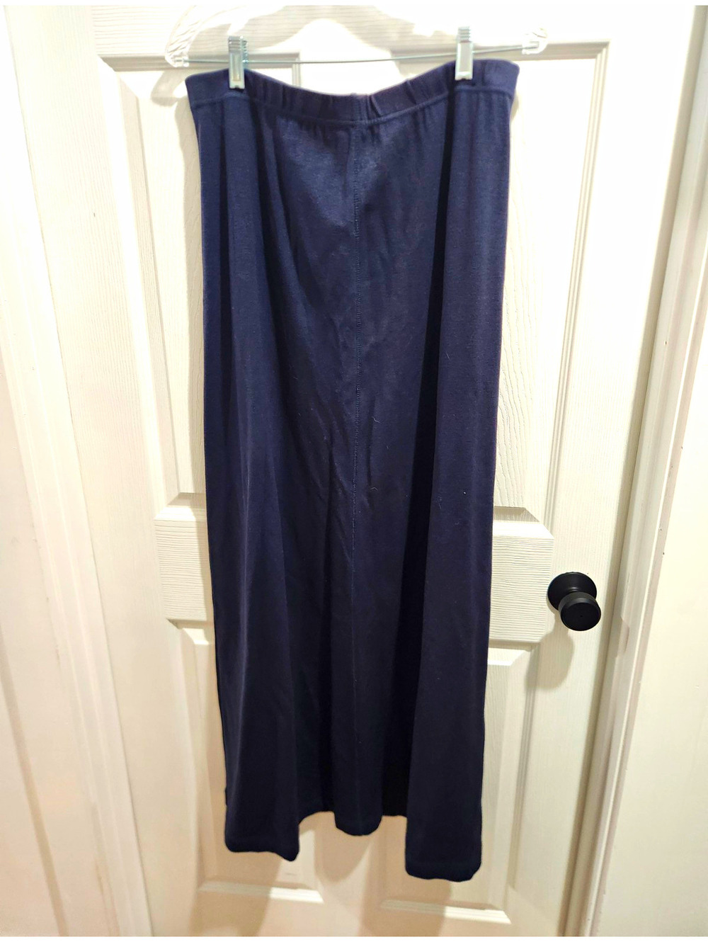 Eddie Bauer Women’s Blue Solid Knit A-Line Long Pull-On Skirt XL Stretch
